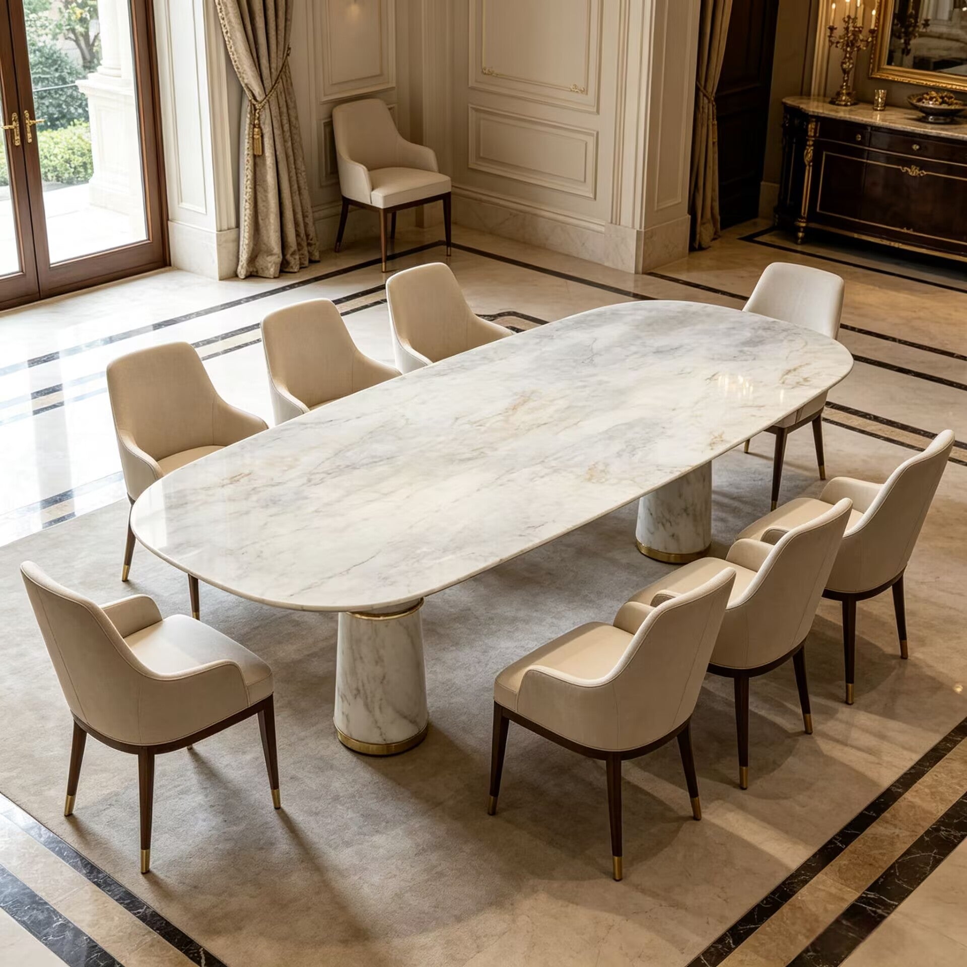 Akola Italian Minimalism Natural Marble Customize Dining Table