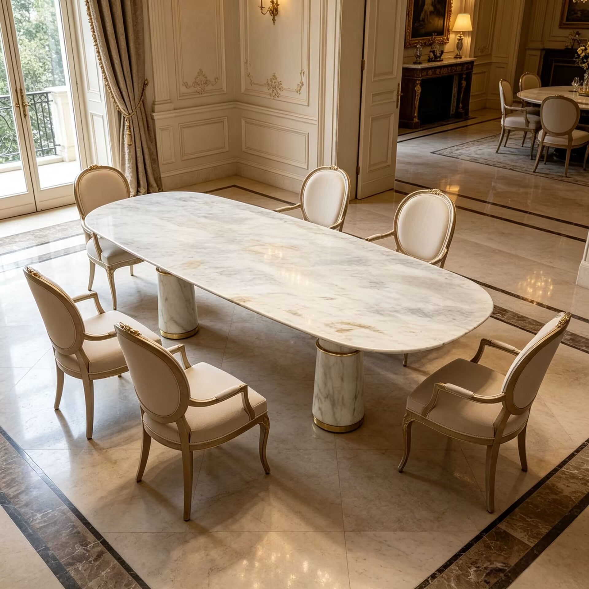 Akola Italian Minimalism Natural Marble Customize Dining Table