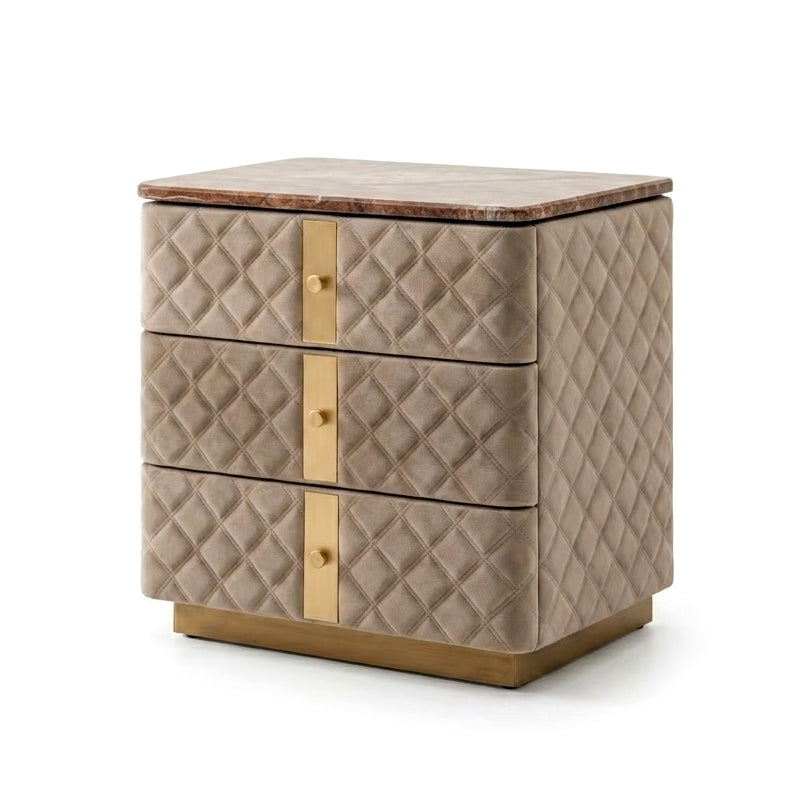 Alfred Designer Minimalist Solid Wood Artistic Leather Bedside Table