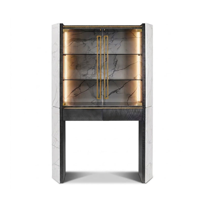Algerone Villa Unique Artistic High-End Marble Glass Wine Cabinet