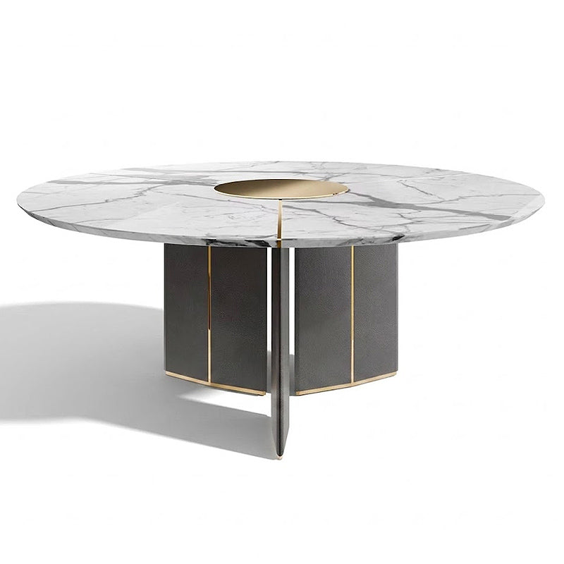 Algerone Luxurious High-End Natural Marble Round Dining Table
