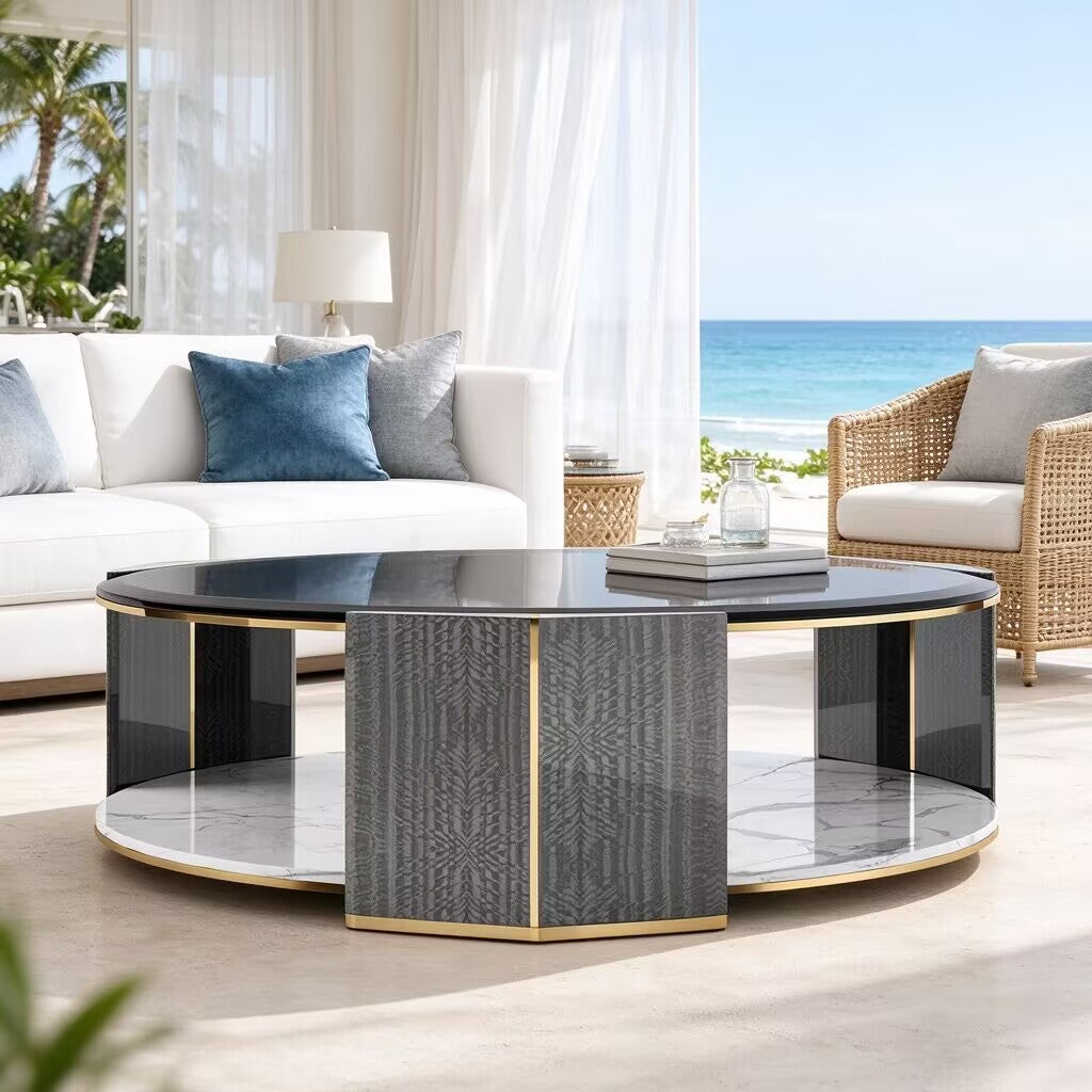 Algerone I Creativity Double-Layer Round Coffee Table Coffee Table