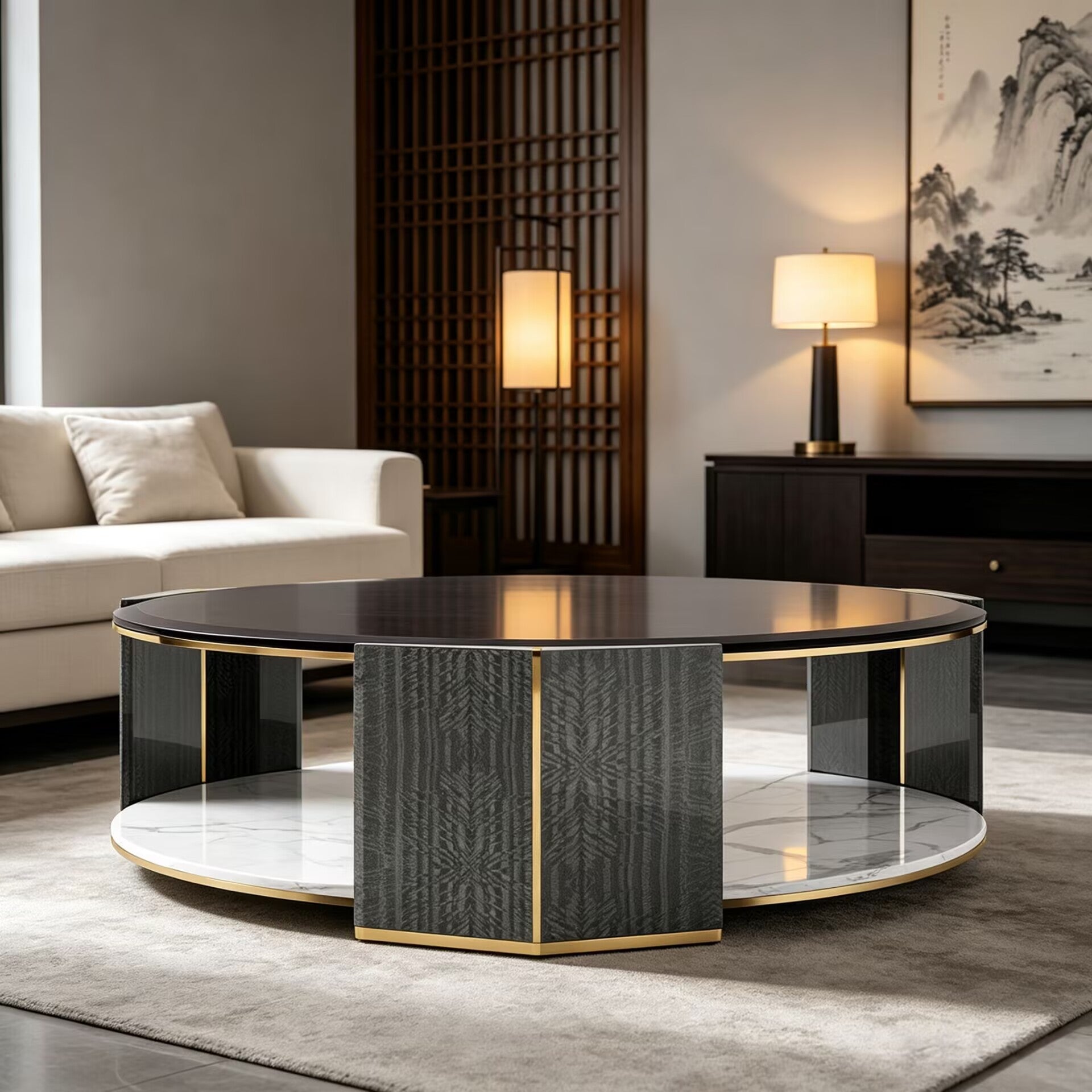 Algerone I Creativity Double-Layer Round Coffee Table Coffee Table