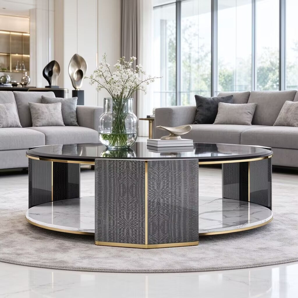 Algerone I Creativity Double-Layer Round Coffee Table Coffee Table