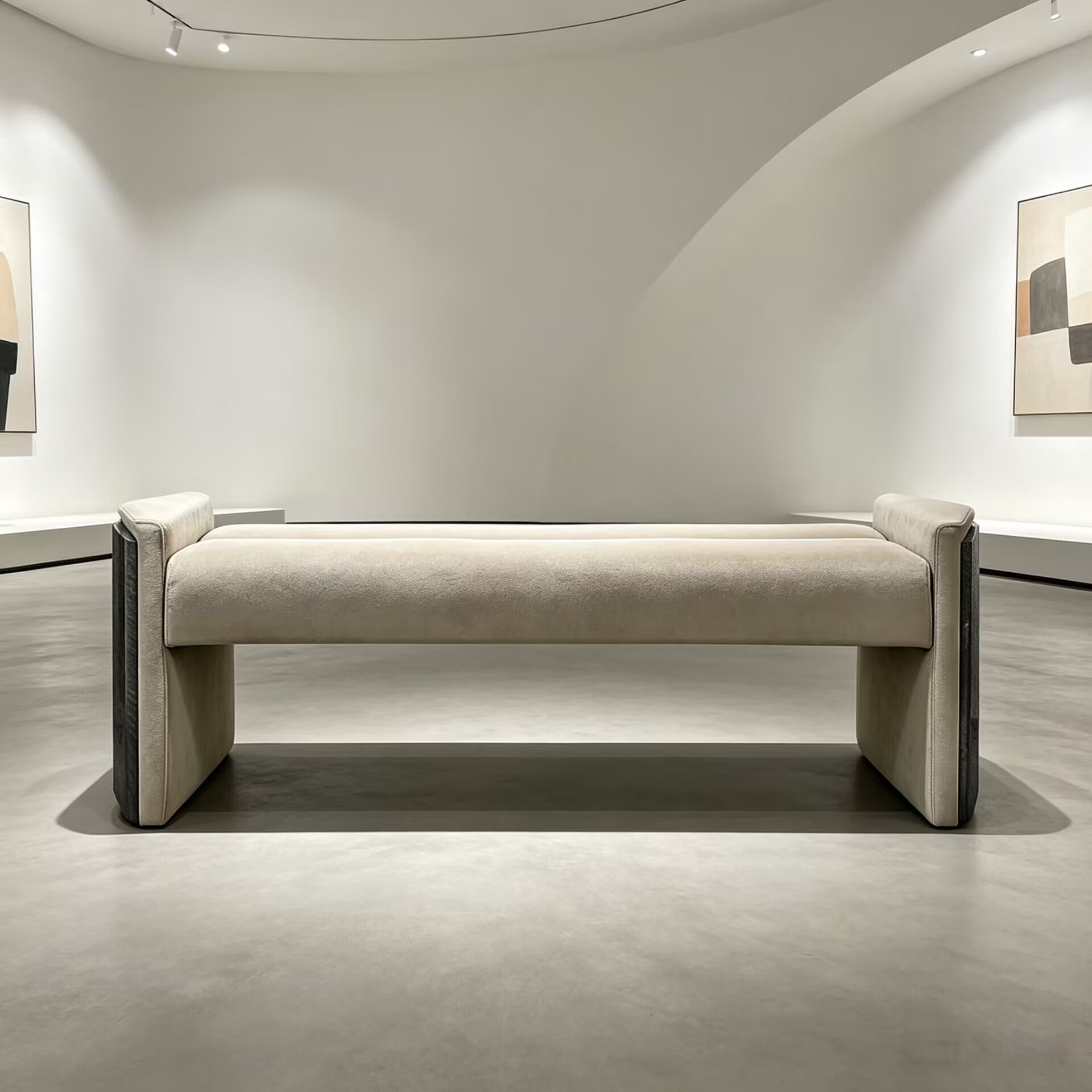 Algerone Bedroom Modern Minimalist Solid Wood Art Fabric Ottoman