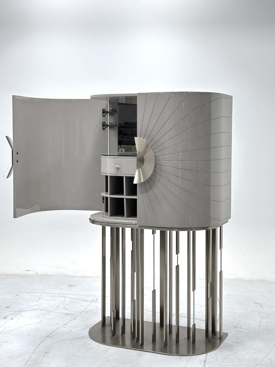 Amaterasu Italian High End Stainless Steel Solid Wood Wine Cabinet