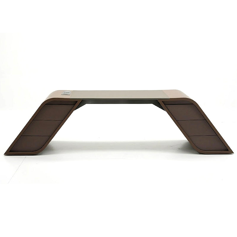 Ambassador Italian Minimalist Designer Solid Wood Curved Desk