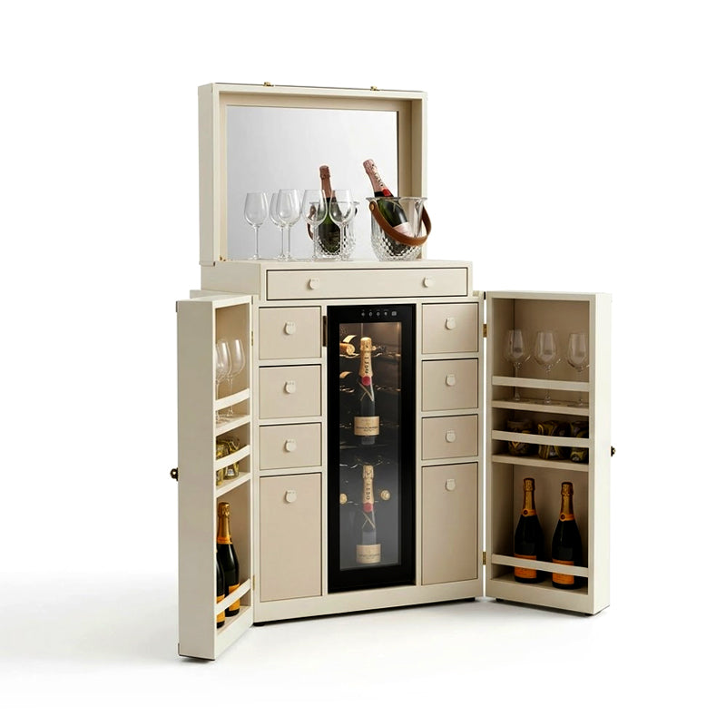 Anacapri High-End Designer Solid Wood Leather Wine Cabinet