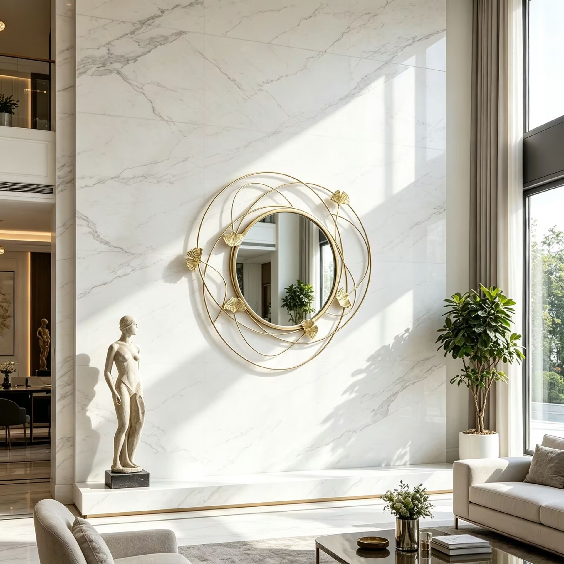 Anglet Luxurious Modern Villa Living Room Metal Decorative Mirror