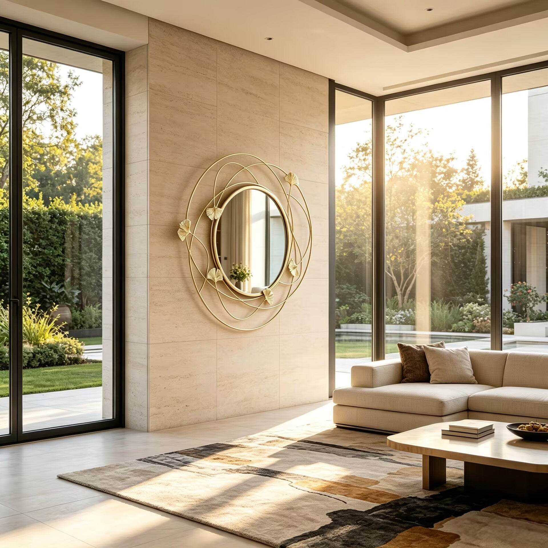 Anglet Luxurious Modern Villa Living Room Metal Decorative Mirror