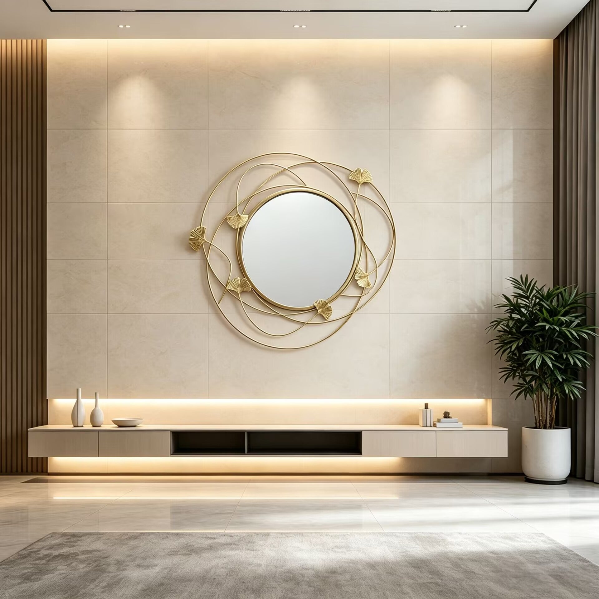 Anglet Luxurious Modern Villa Living Room Metal Decorative Mirror