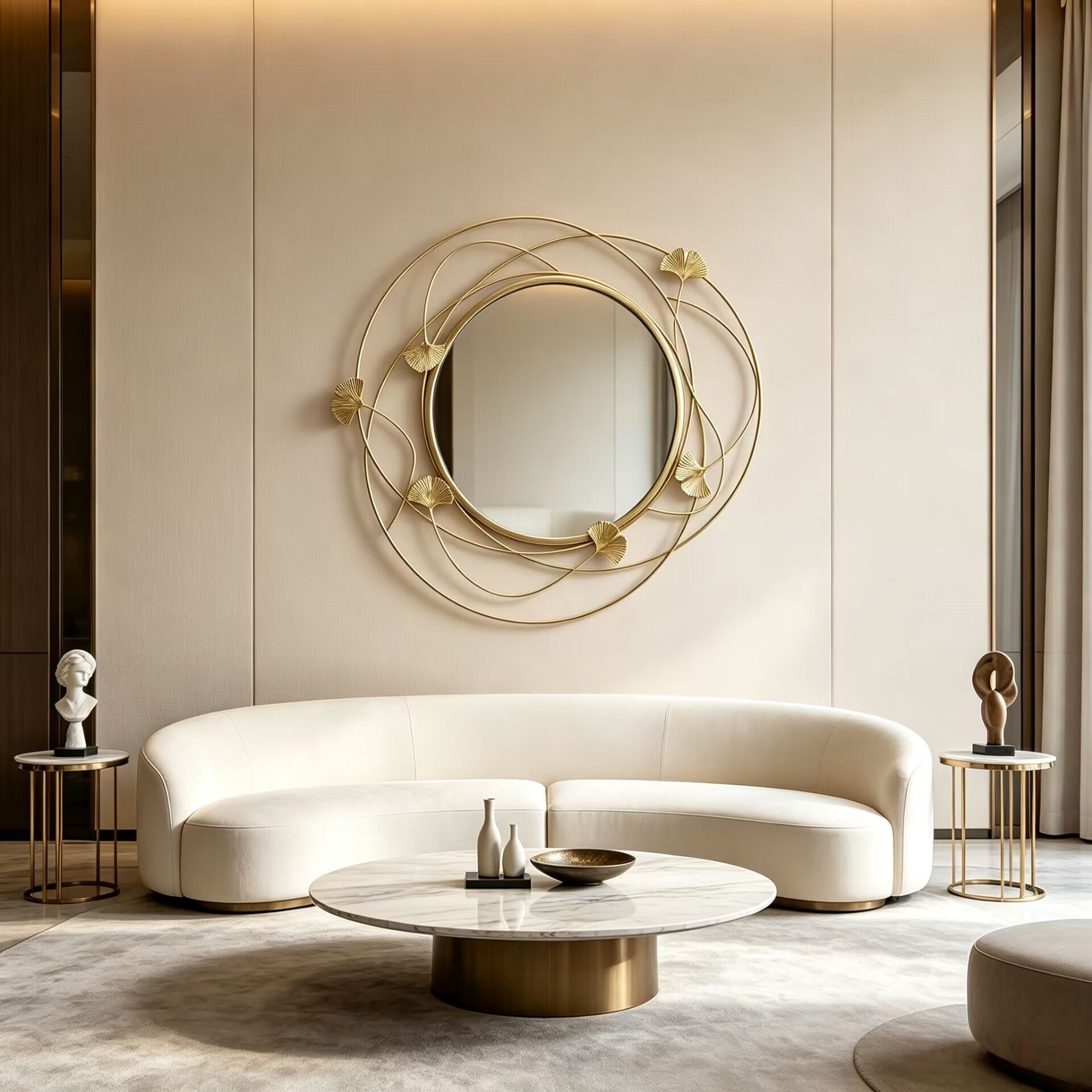 Anglet Luxurious Modern Villa Living Room Metal Decorative Mirror