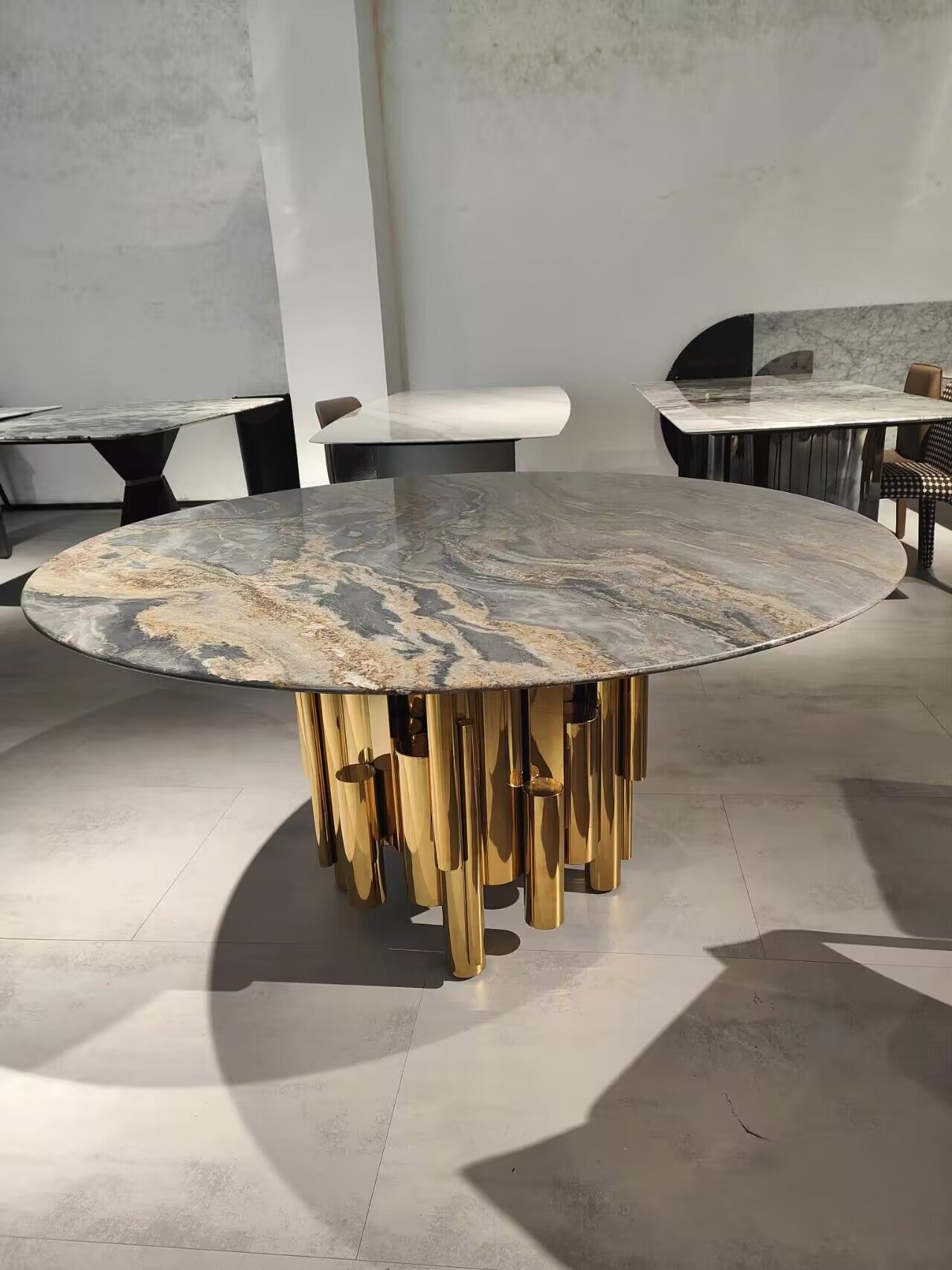 Antigua Light Luxury Artistic Metal High-End Marble Dining Table