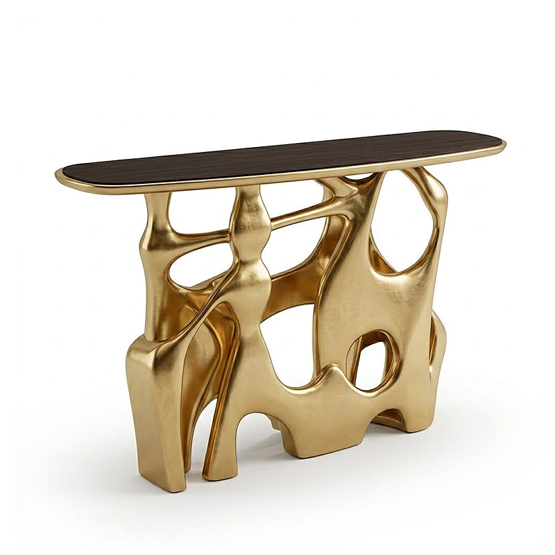 Ardara Ii Irregular Artistic Pure Copper Premium Solid Wood Console