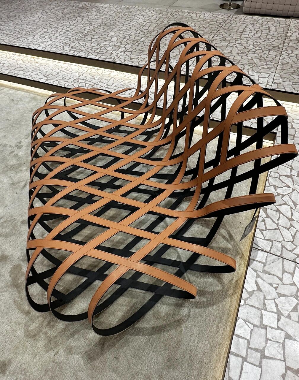 Aria Italian Stainless Steel Creativity Saddle Leather Lounge Chair