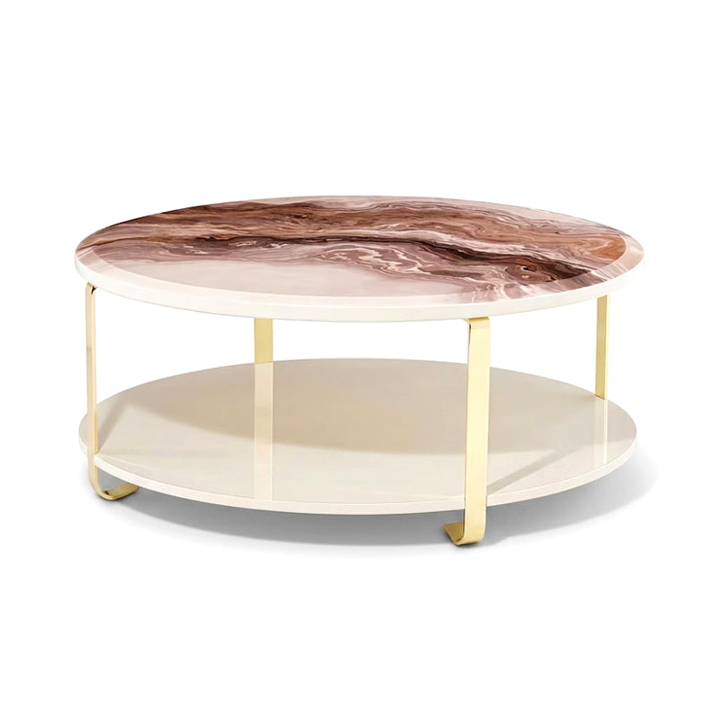 Ariana Luxurious High-End Marble Art Round Two-Tier Coffee Table
