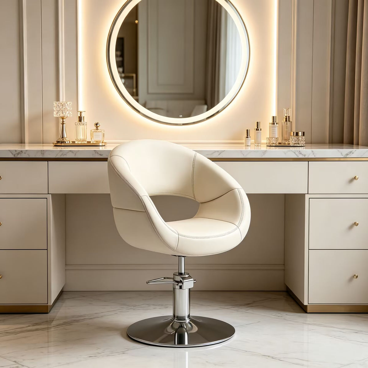 Italian Upscale Stainless Steel Simple Artistic Leather Lifting Armchair