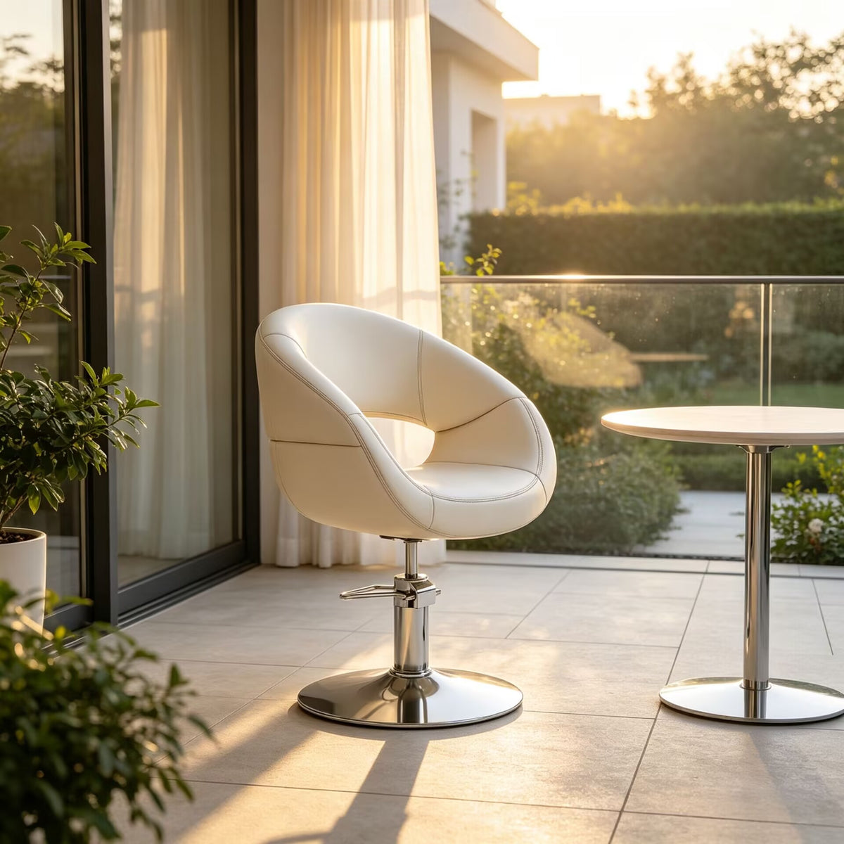 Italian Upscale Stainless Steel Simple Artistic Leather Lifting Armchair