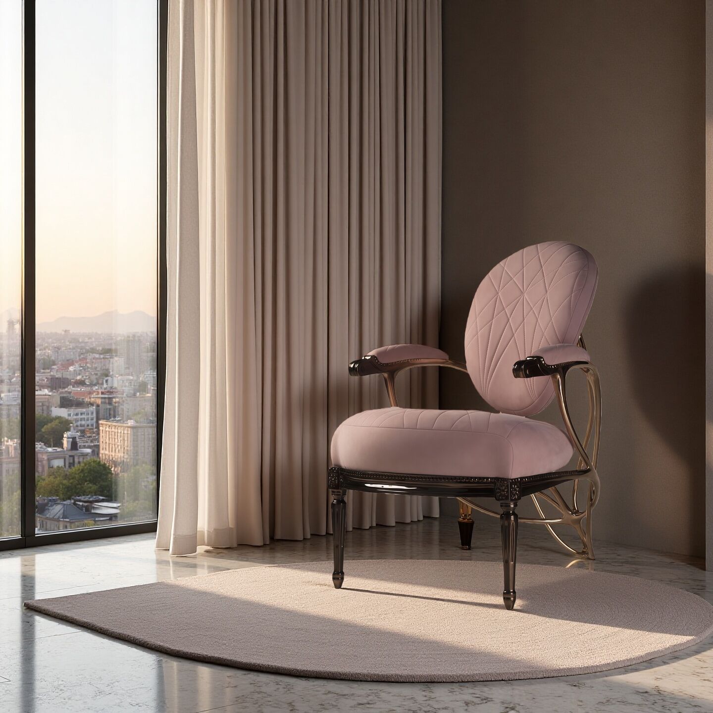 Modern Luxurious Minimalist Stainless Steel Design Armchair