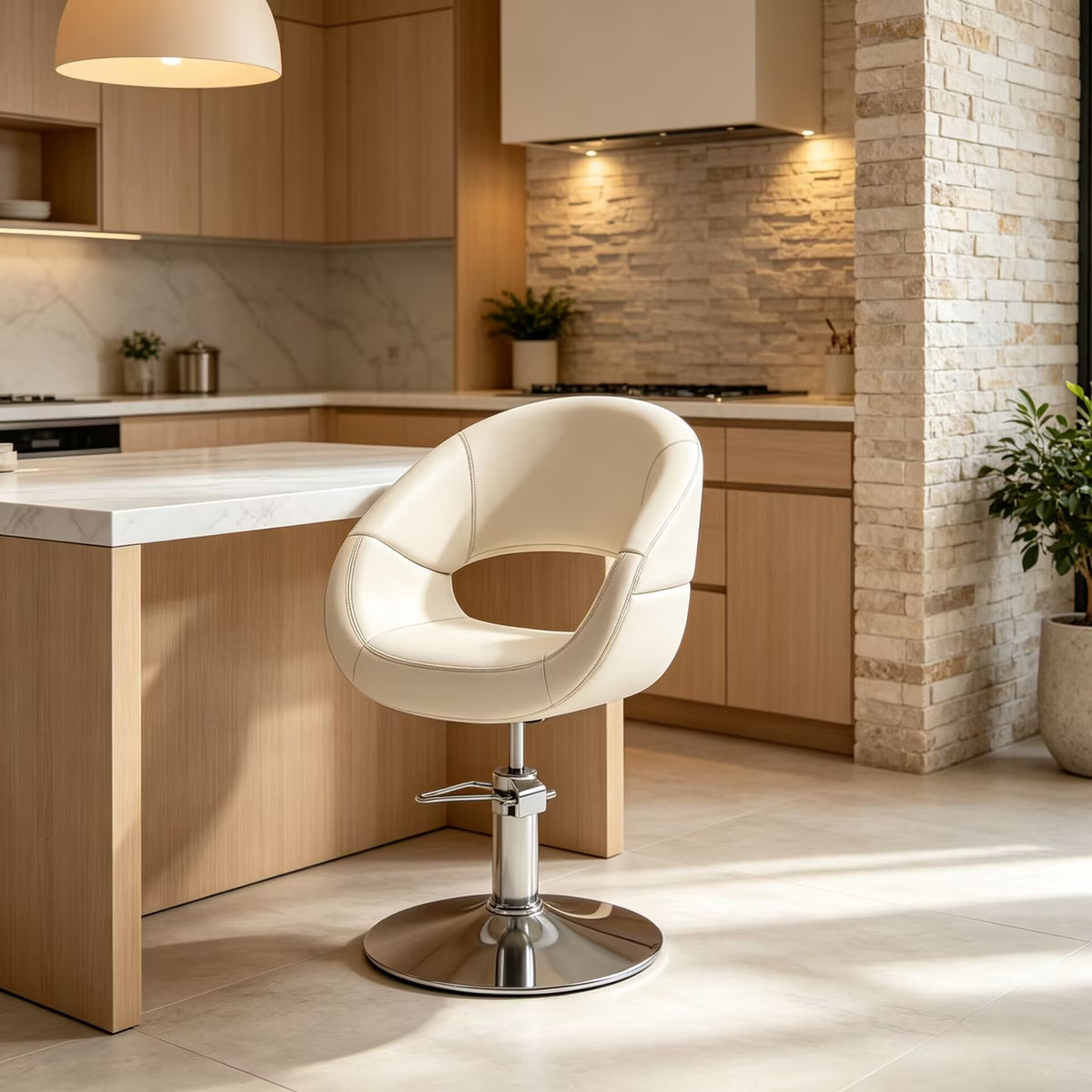 Italian Upscale Stainless Steel Simple Artistic Leather Lifting Armchair