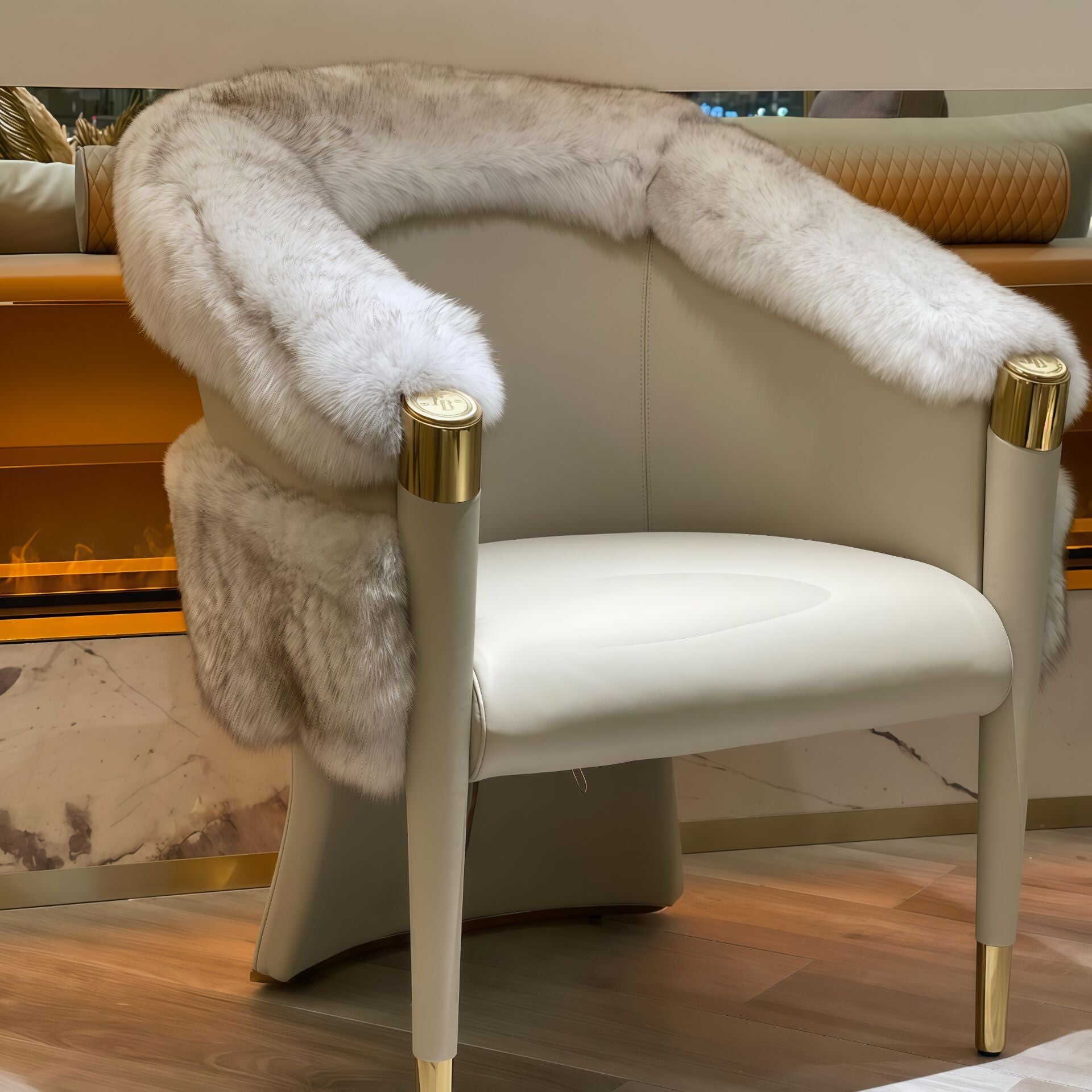Minimalist Unique Creativity Leather Living Room Plush Armchair