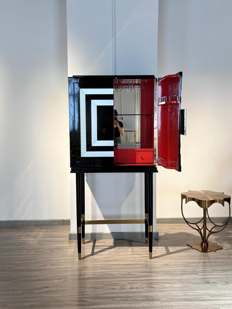 Art Deco Villa Living Room Creativity Solid Wood Wine Cabinet