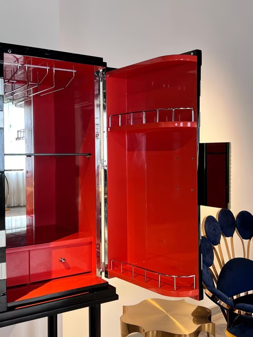Art Deco Villa Living Room Creativity Solid Wood Wine Cabinet