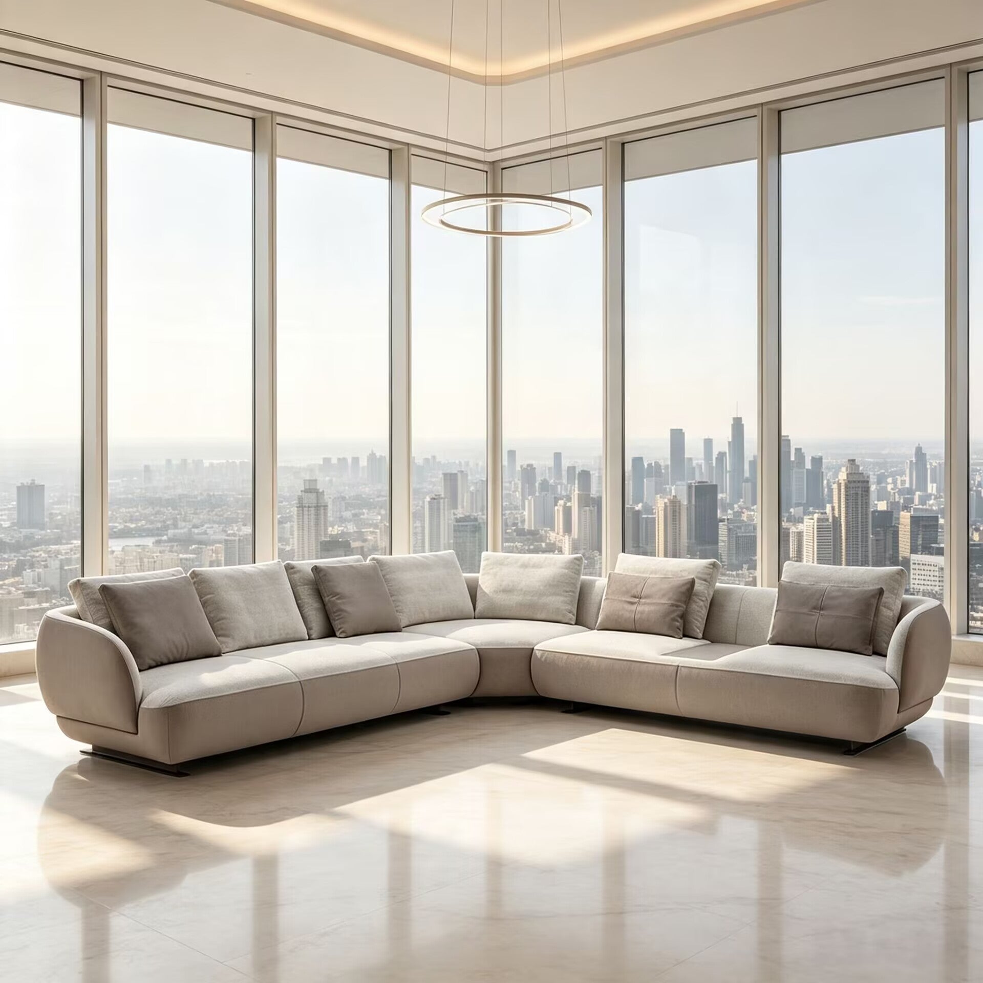 Aston Italian Artistic Upscale Corner Combination Fabric Sofa