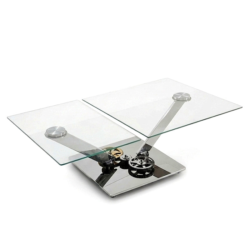 Astrolab Luxurious Artistic Stainless Steel Gear Glass Coffee Table