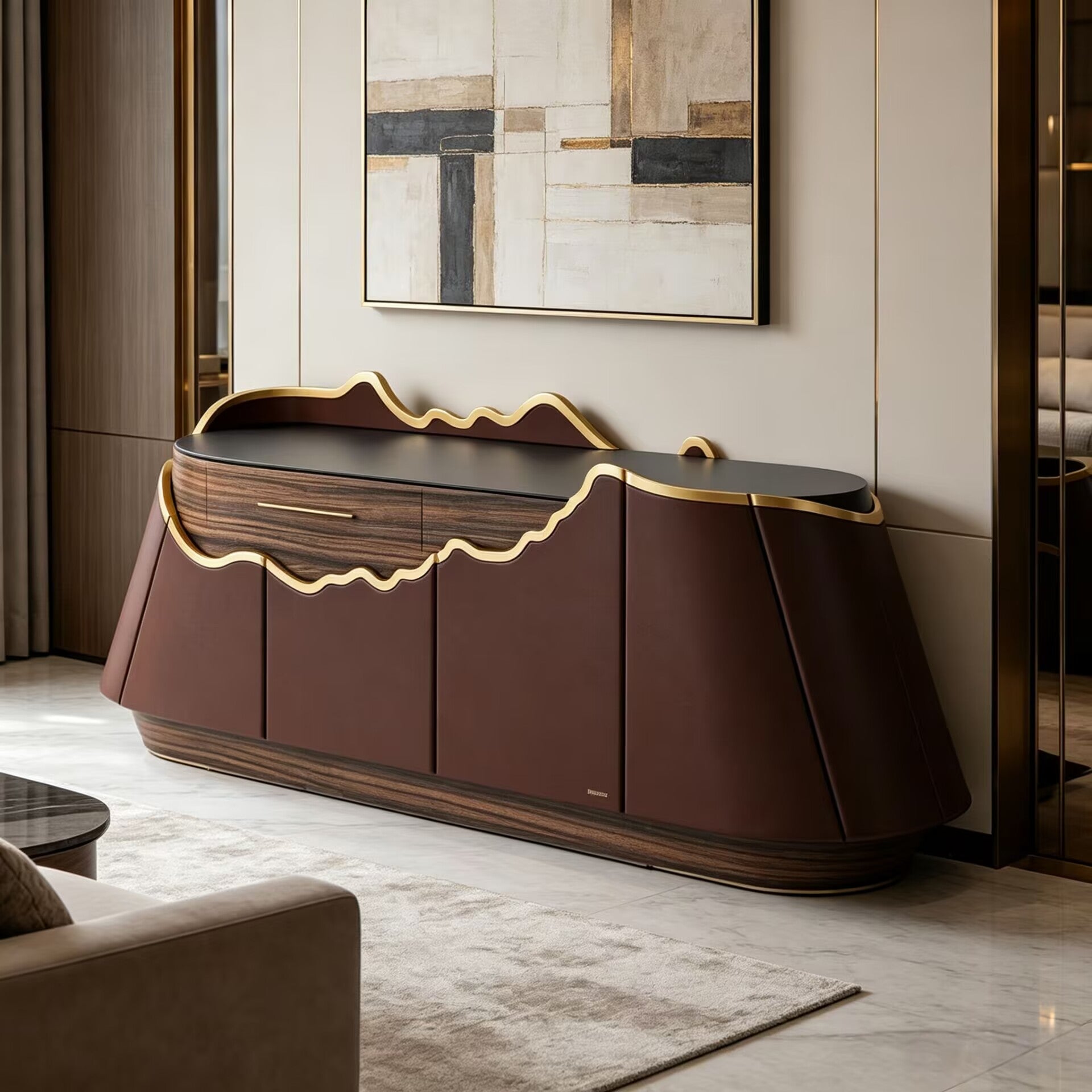 Atacama Modern High-End Living Room Arc Solid Wood Sideboard