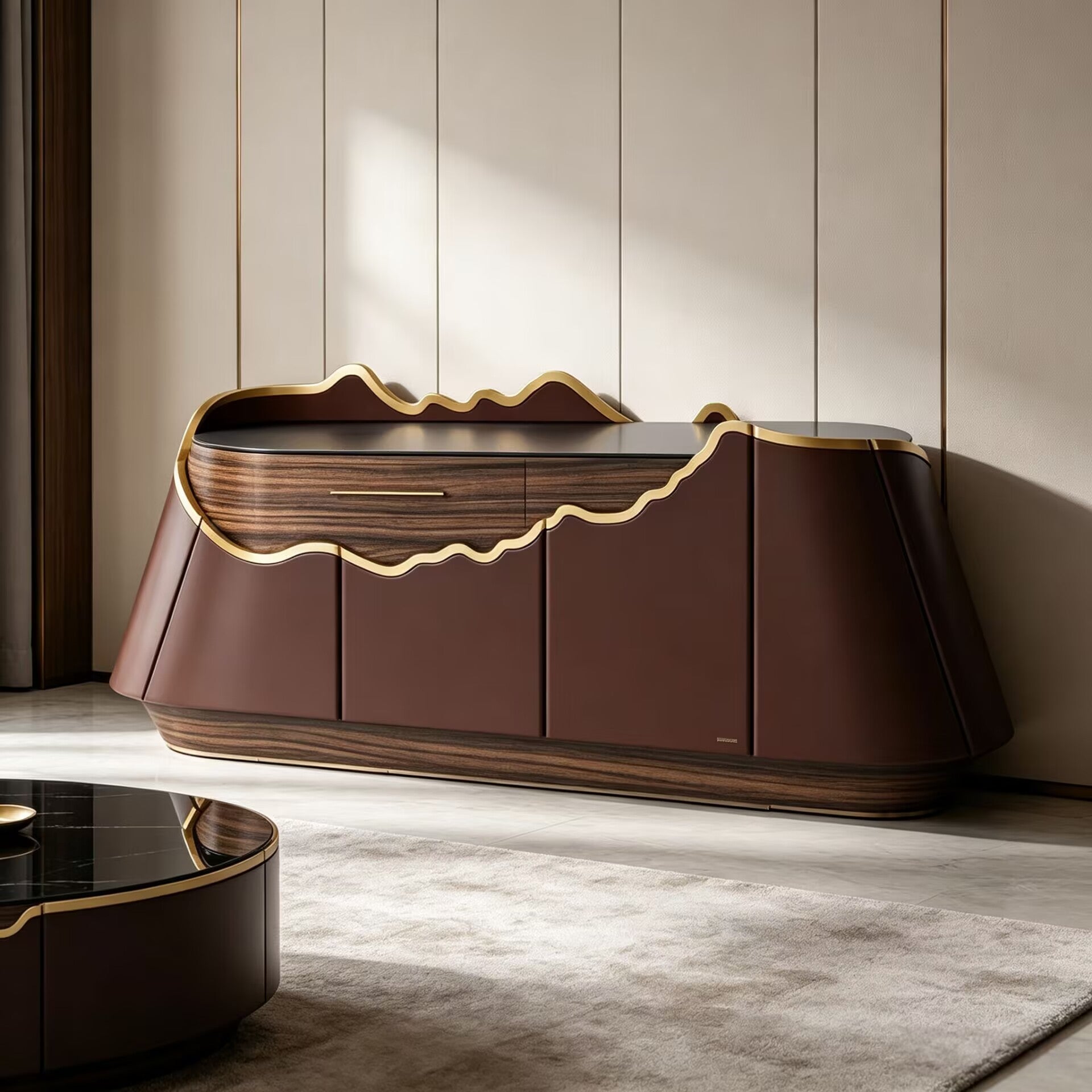Atacama Modern High-End Living Room Arc Solid Wood Sideboard