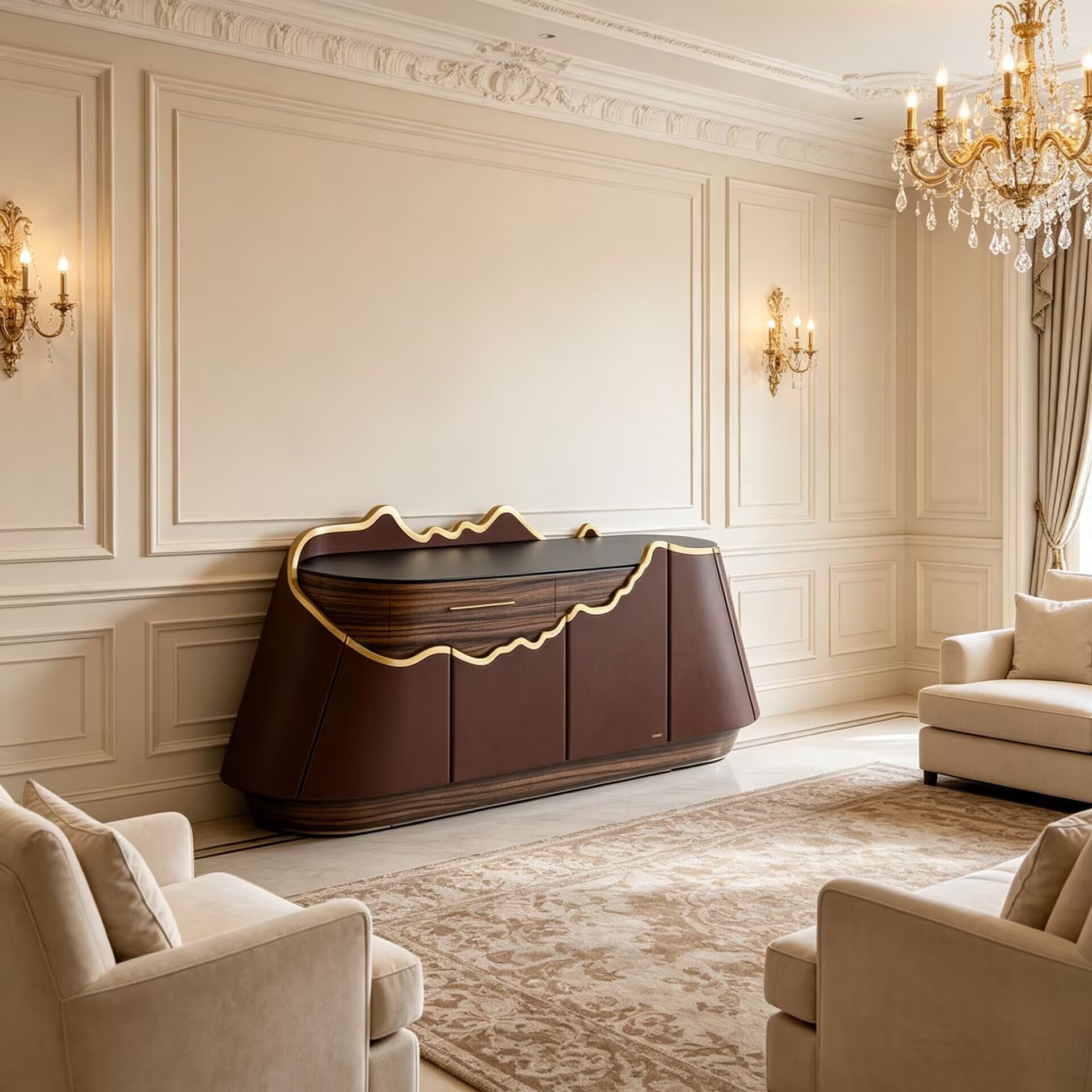 Atacama Modern High-End Living Room Arc Solid Wood Sideboard