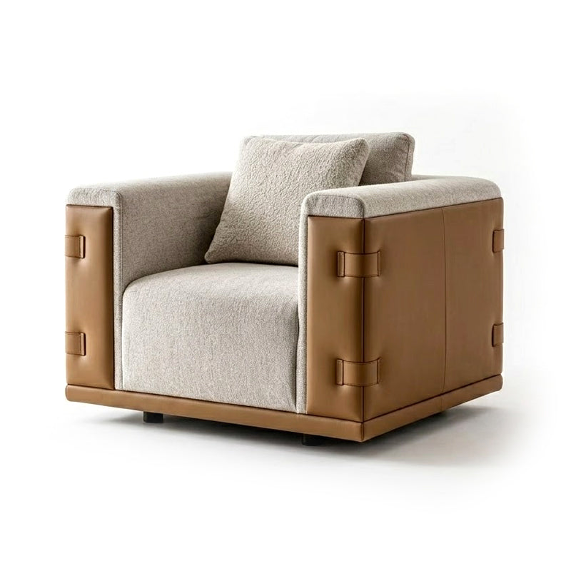 Atelier Italian Designer Leather Minimalist Fabric Single Sofa Chair