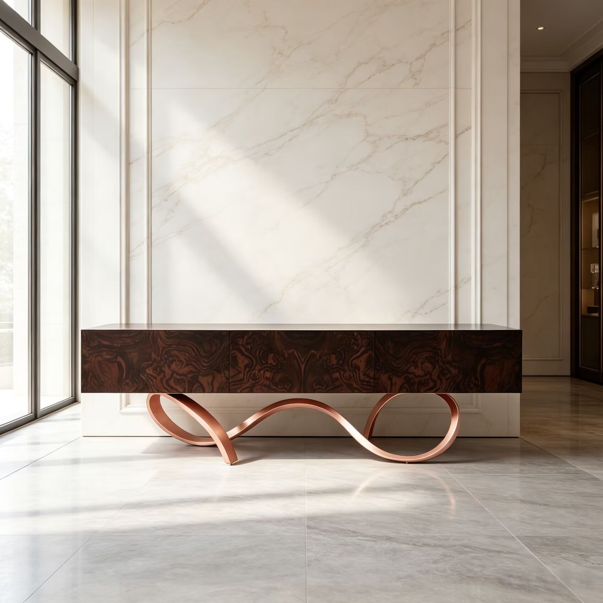 Athena Unique Irregular Metal Artistic Solid Wood Customize Sideboard