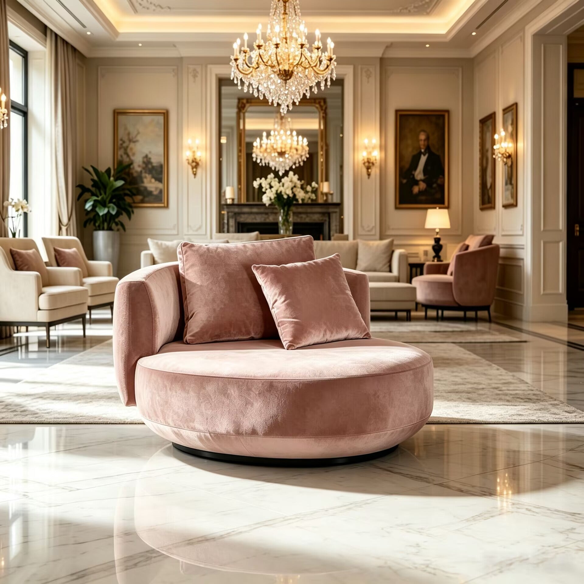 Audrey Swivel Living Room Unique Artistic Fabric Rotatable Sofa Chair