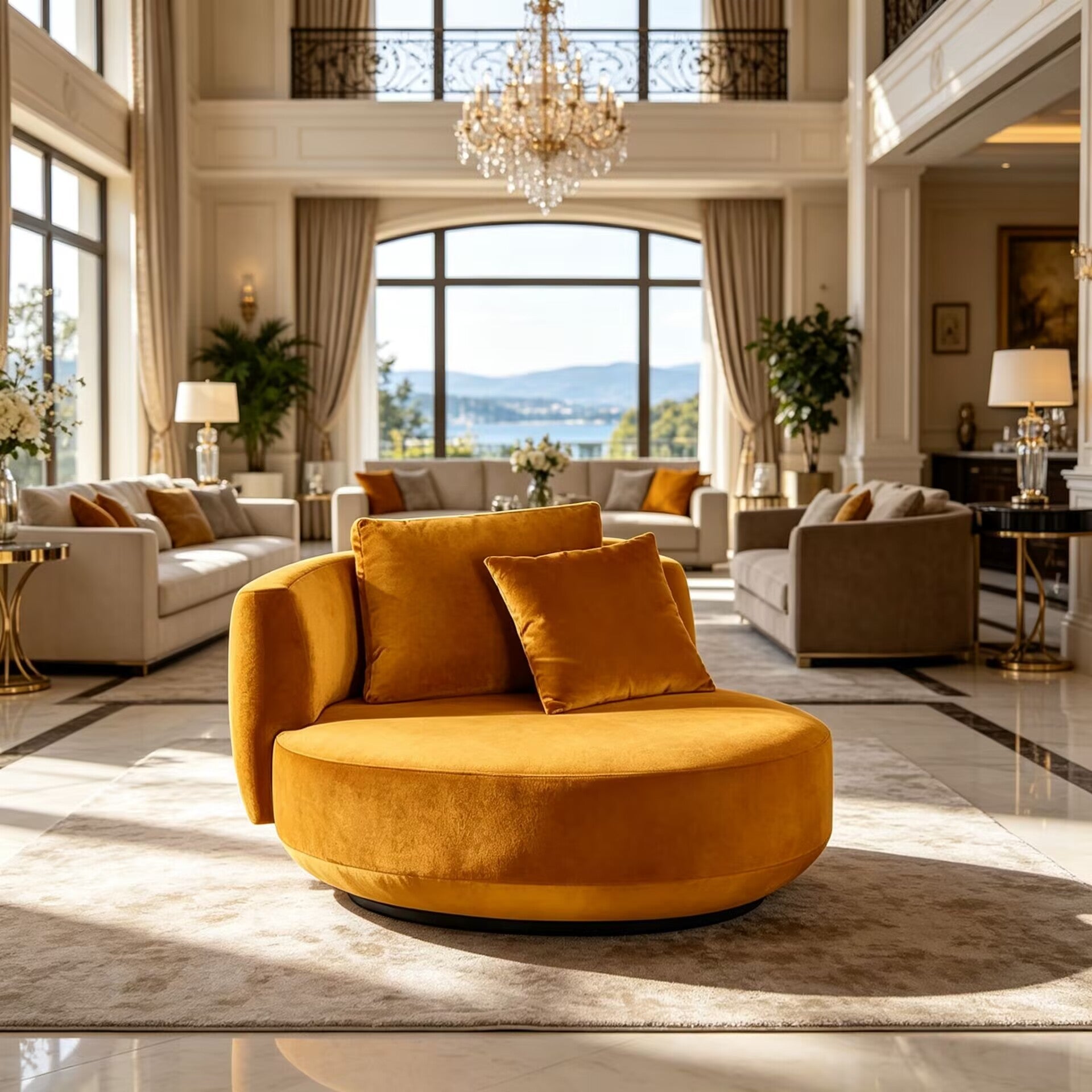 Audrey Swivel Living Room Unique Artistic Fabric Rotatable Sofa Chair