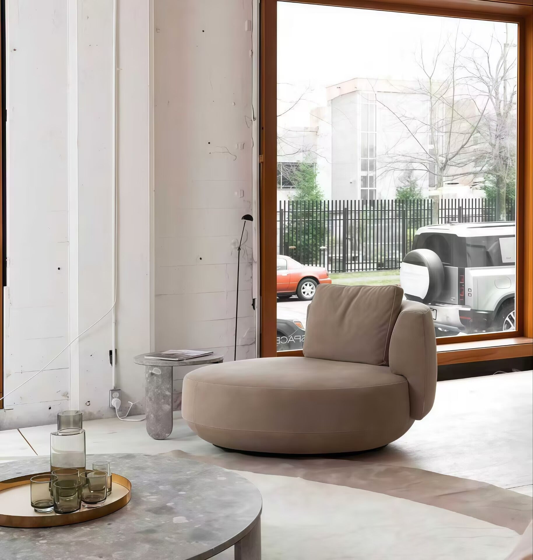 Audrey Swivel Living Room Unique Artistic Fabric Rotatable Sofa Chair