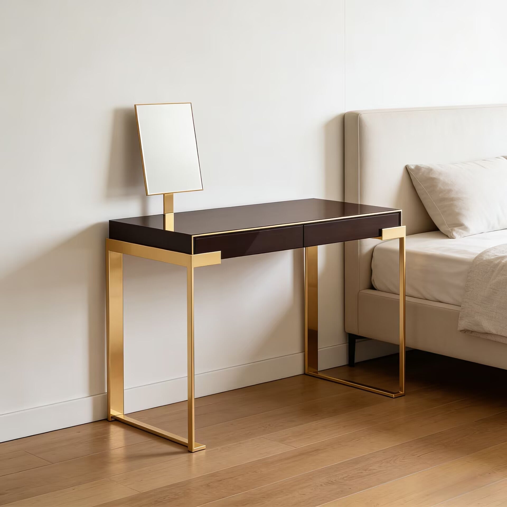 Aura Bedroom Designer Stainless Steel Solid Wood Dressing Table