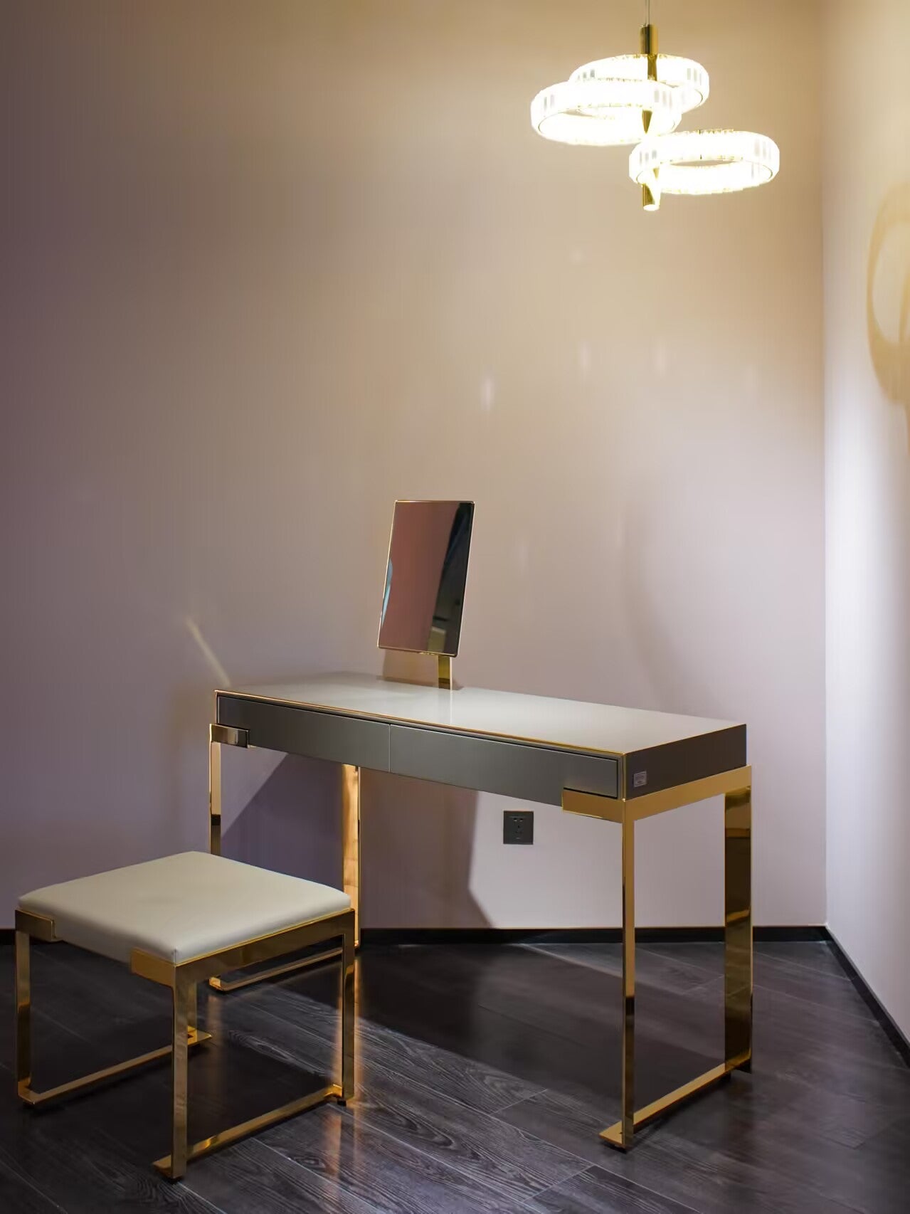 Aura Bedroom Designer Stainless Steel Solid Wood Dressing Table