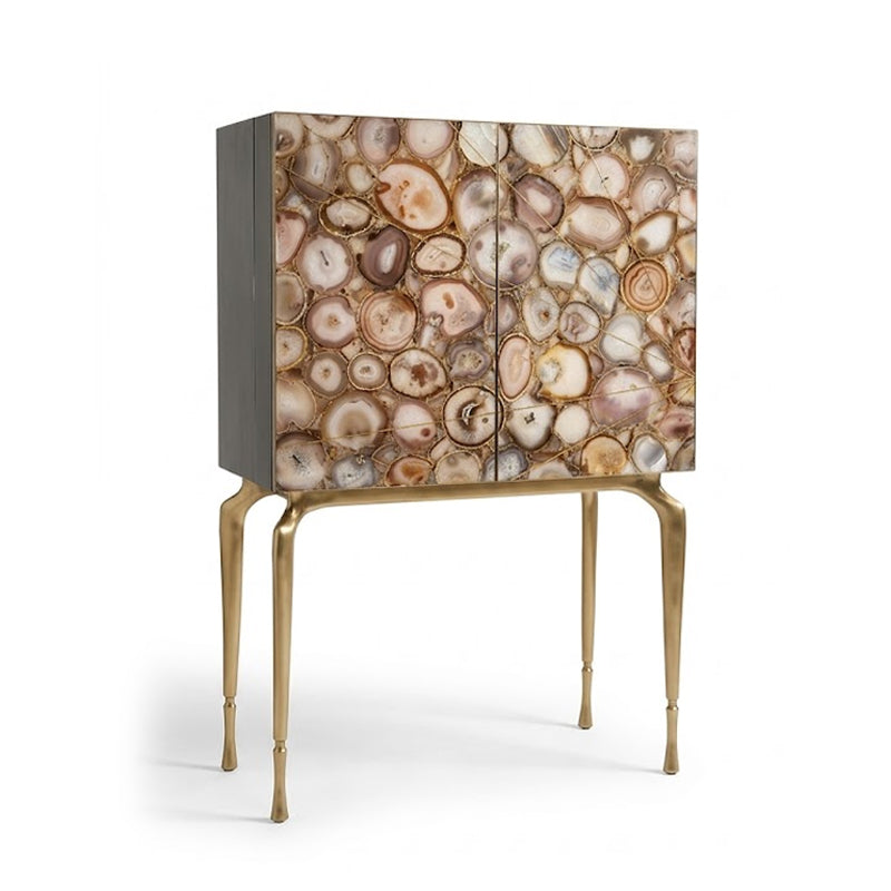Aurora Italian Upscale Stainless Steel Natural Agate Wine Cabinet