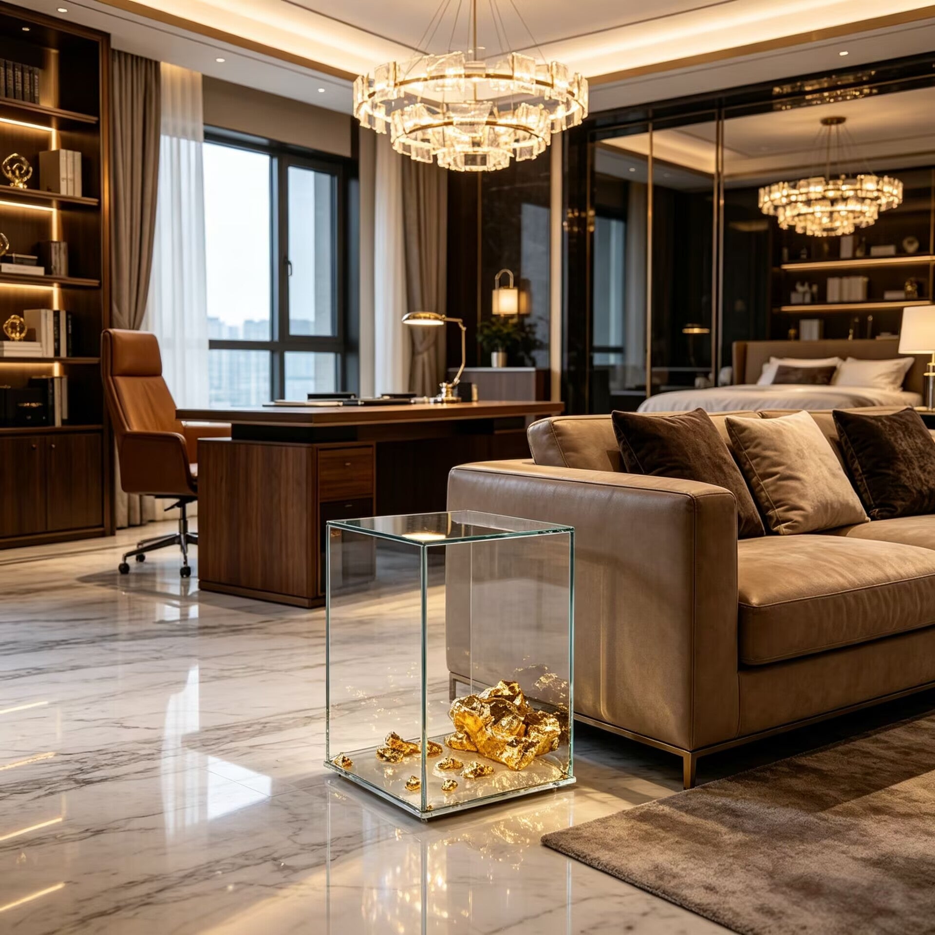 Aurum Villa Living Room Designer Brass Glass Small Side Table