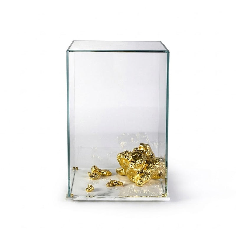 Aurum Villa Living Room Designer Brass Glass Small Side Table