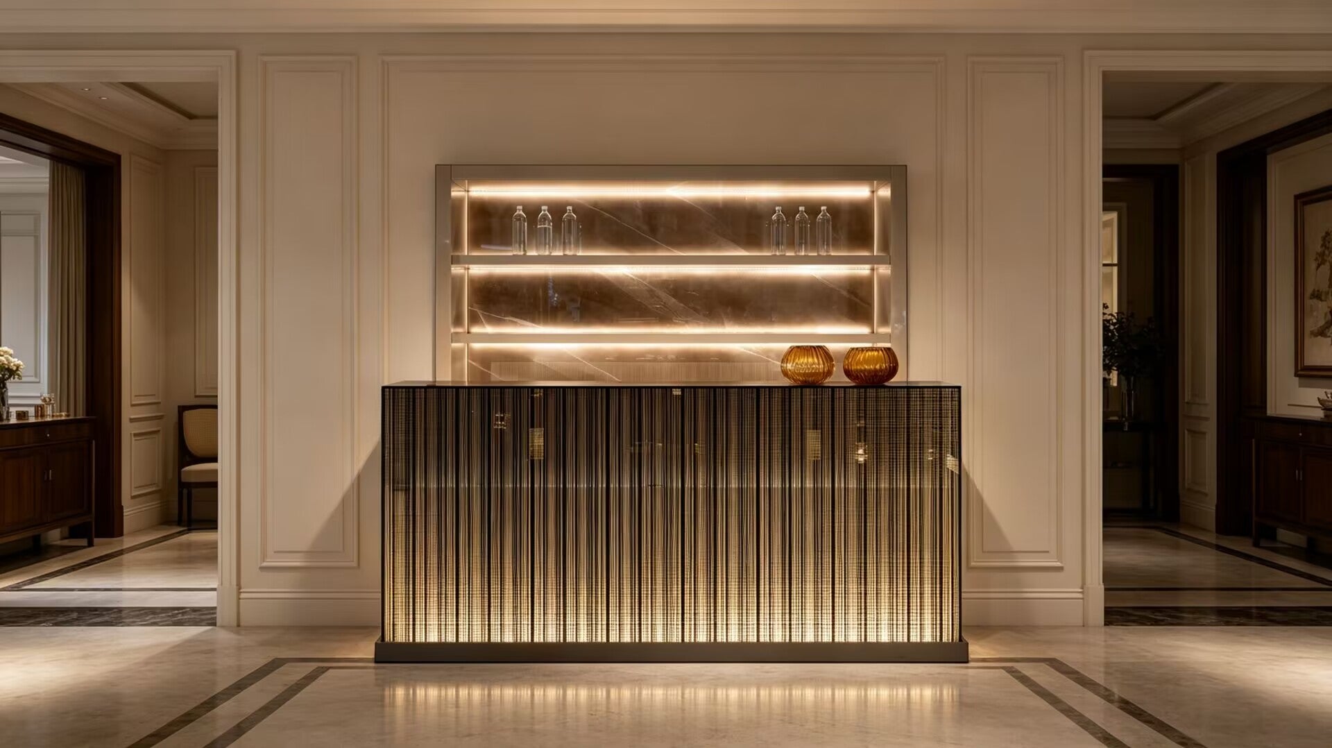 Avantgarde Designer Luxurious Lacquered Solid Wood Bar Cabinet