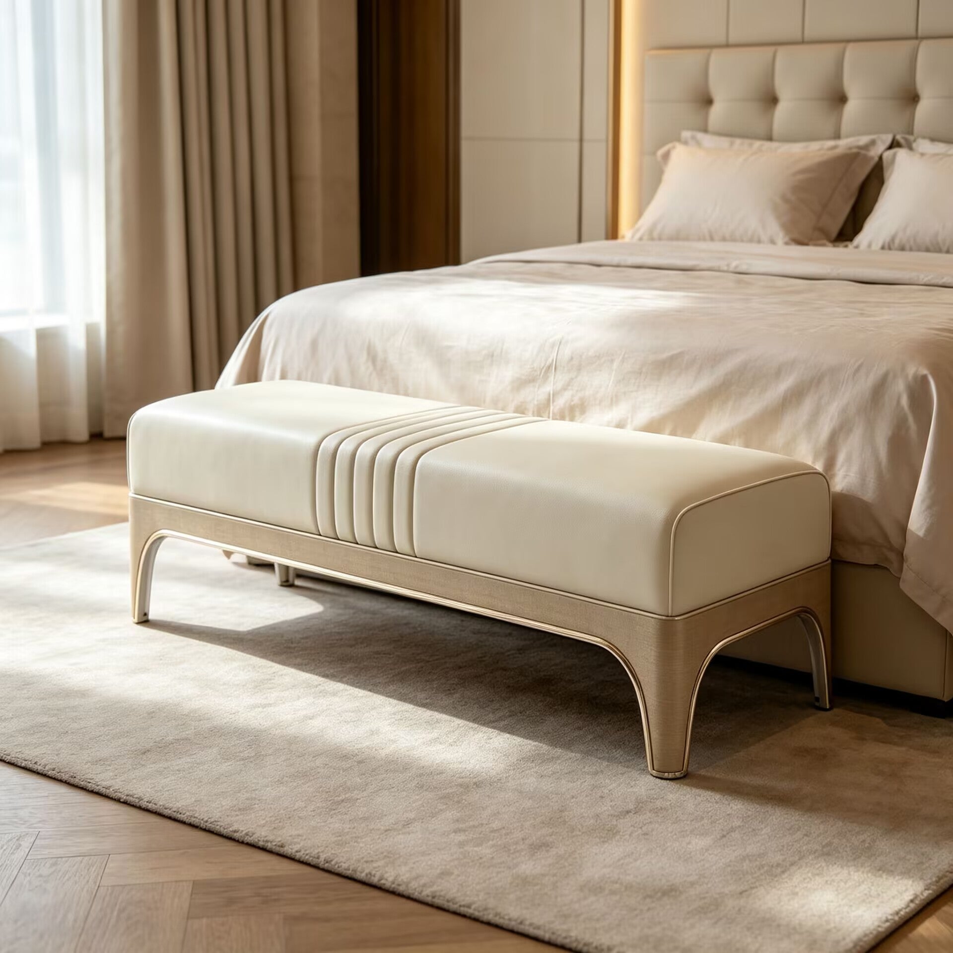 Bach Ottomans Bedroom Luxurious Artistic Leather Bed End Bench