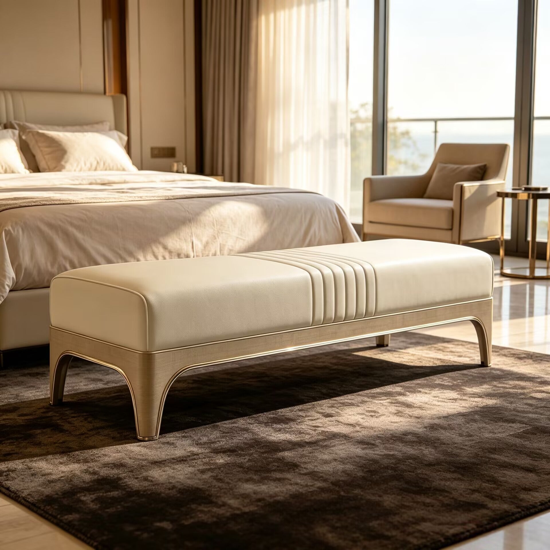 Bach Ottomans Bedroom Luxurious Artistic Leather Bed End Bench