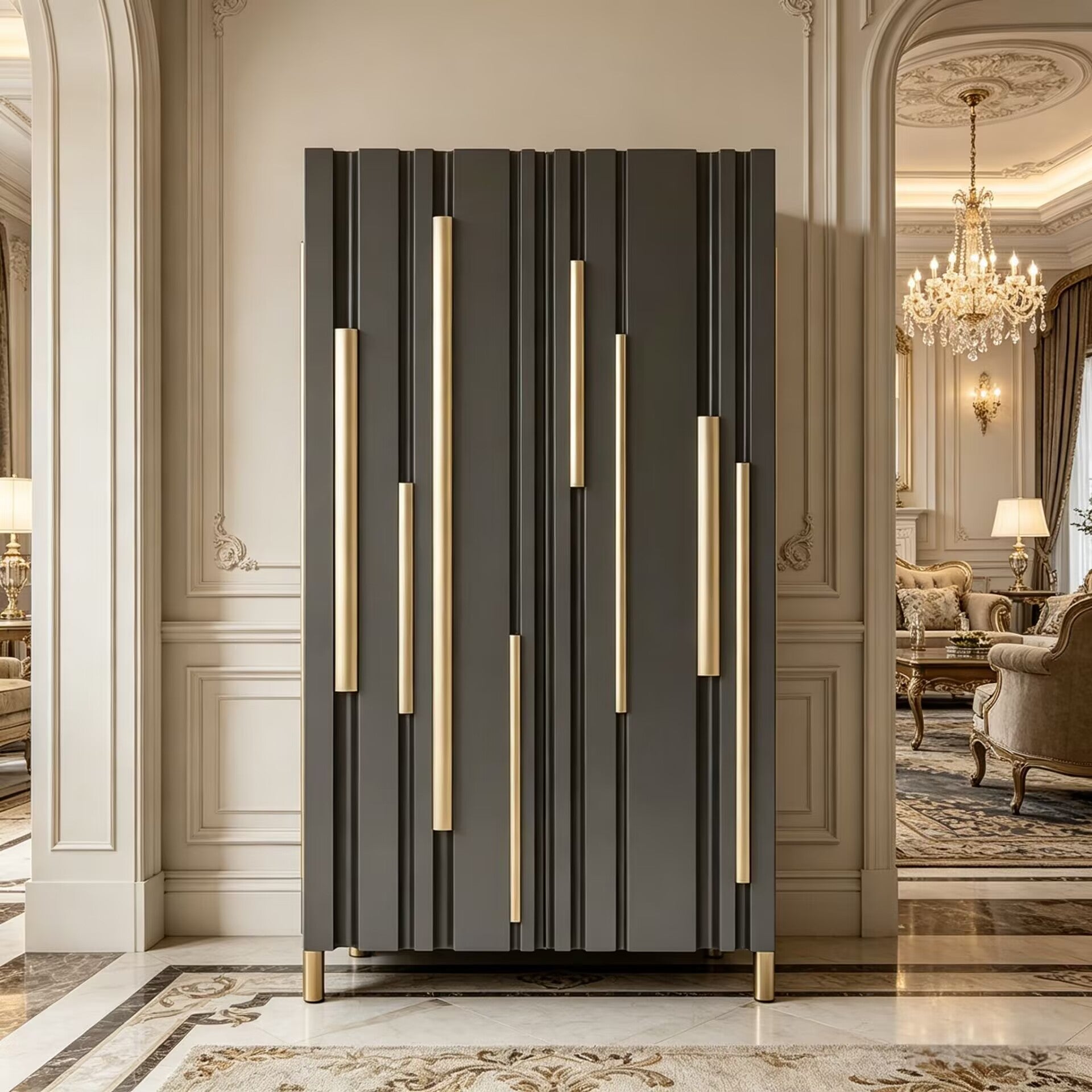 Bamboo Alto Designer Irregular Upscale Solid Wood Wine Cabinet