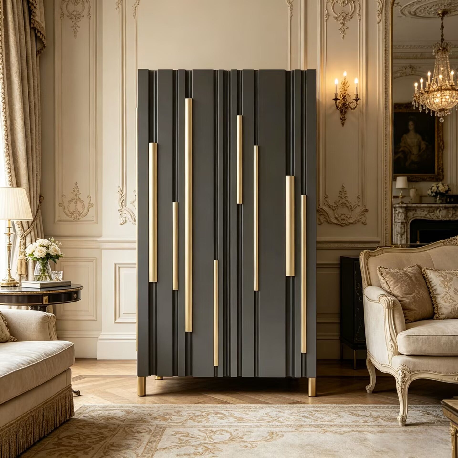 Bamboo Alto Designer Irregular Upscale Solid Wood Wine Cabinet