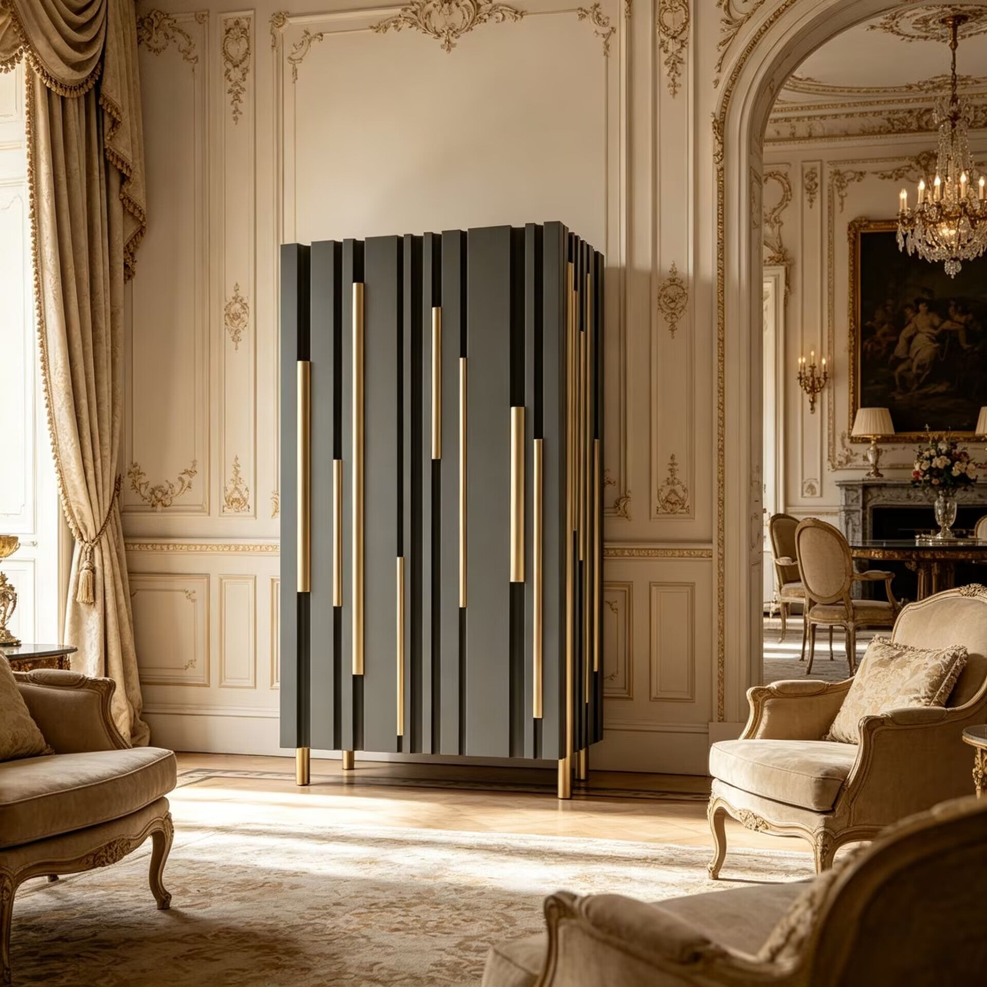 Bamboo Alto Designer Irregular Upscale Solid Wood Wine Cabinet