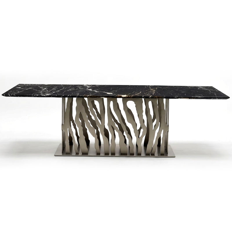 Baobab High-End Artistic Stainless Steel Rectangle Marble Dining Table