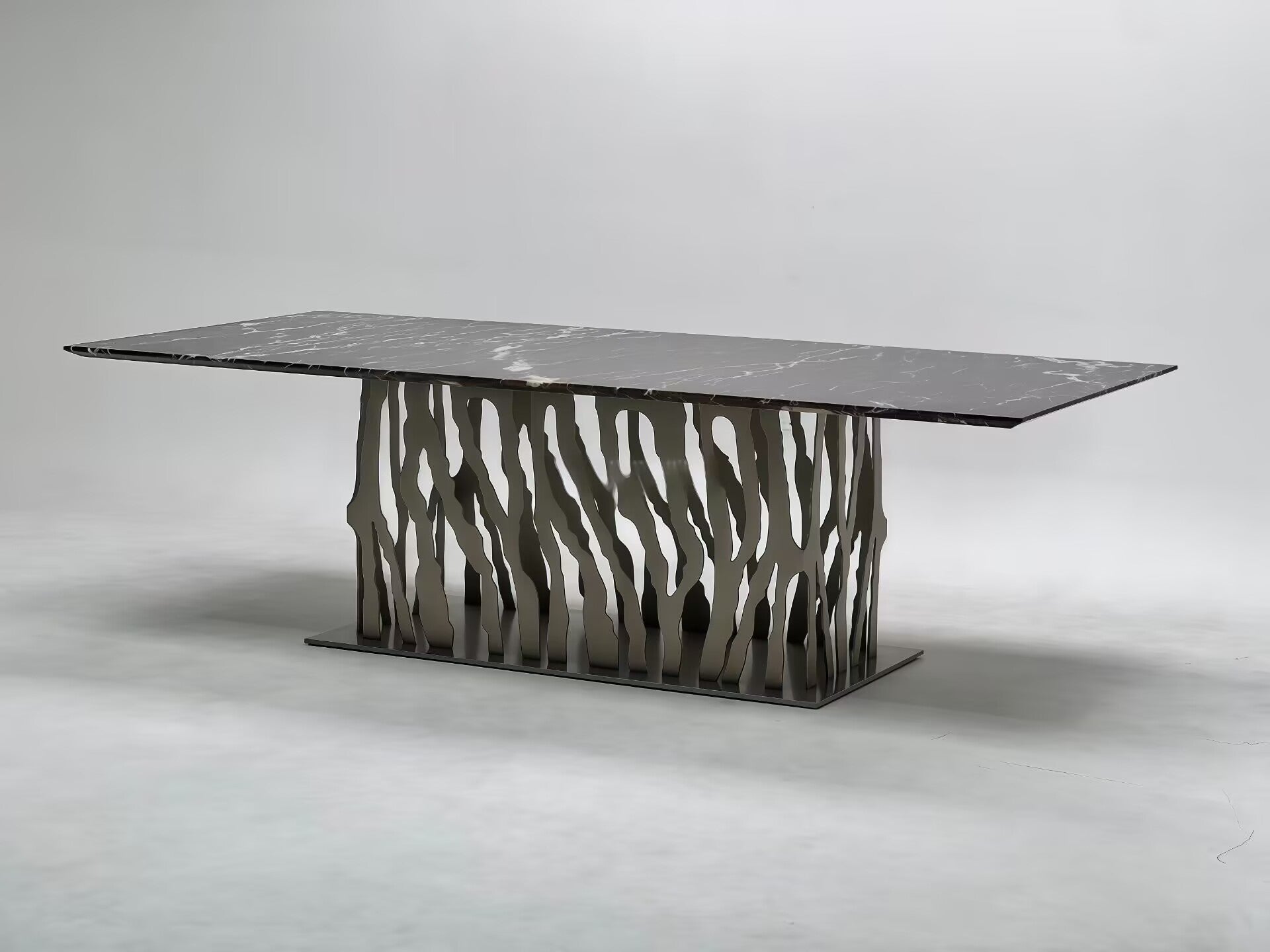 Baobab High-End Artistic Stainless Steel Rectangle Marble Dining Table